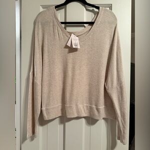 Auden Ribbed Cozy Pullover Sweater Cream Long Sleeve NWT Large